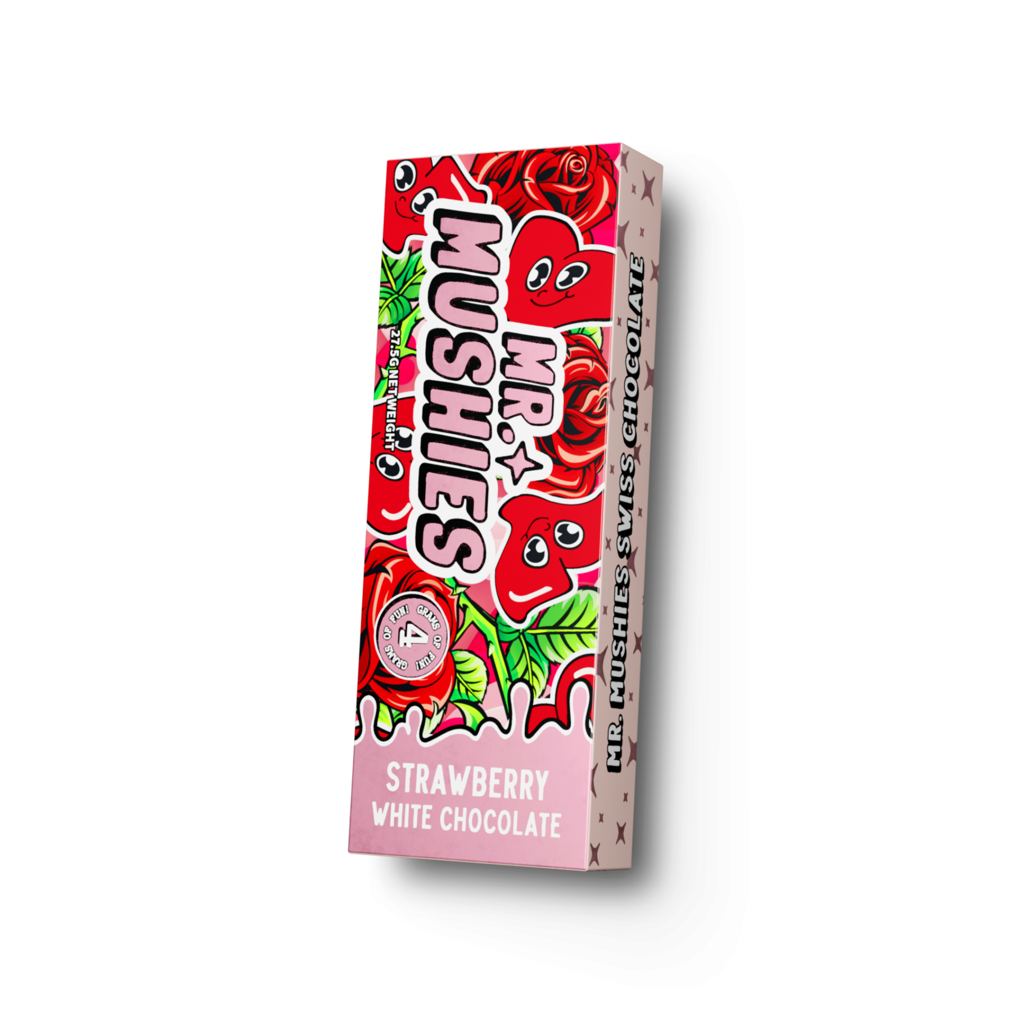 Mr Mushies Strawberry White 4g Mushroom Chocolate Bars