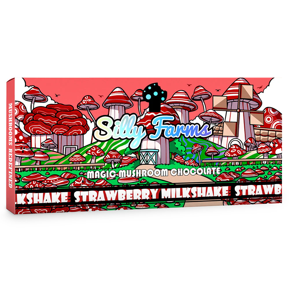 Silly Farms Strawberry Milkshake Magic Mushroom Chocolate Bars
